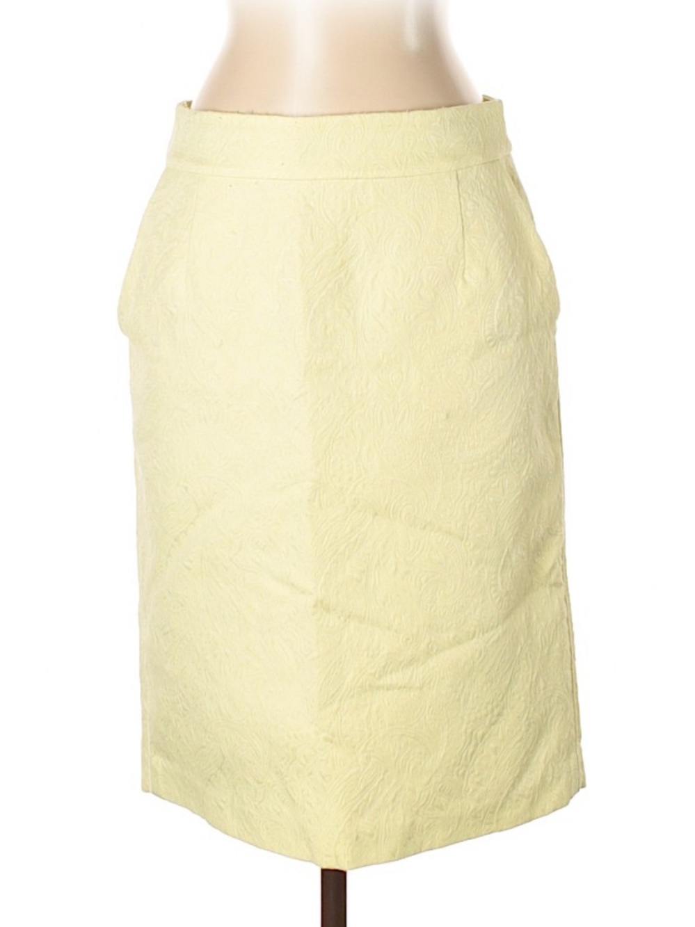 Banana Republic Light Yellow Textured Pencil Skirt